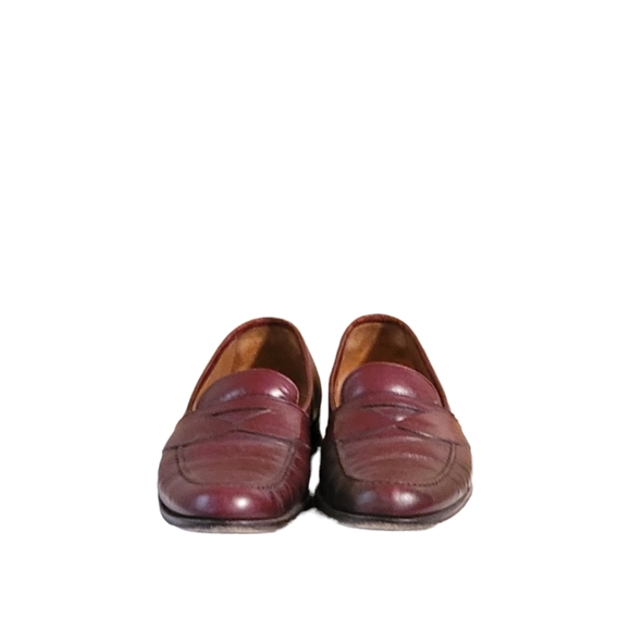 Men Vintage Leather Burgundy Loafers By Magnanni Size 8M Made In Spain - Picture 3 of 11